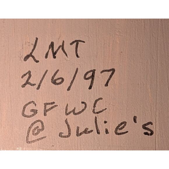 Vtg 1997 Hand Painted Artisan Wooden Kitty Cat Figure Sculpture 6.5 in. Blue - Picture 3 of 4